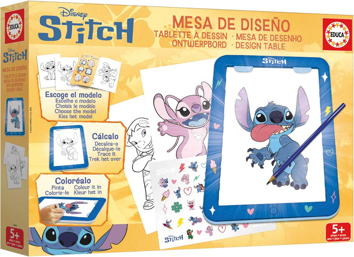Educa - Stitch-Design-Tisch | Disney-Zeichnungen für Kinder | Malen und Dekorieren mit Lilo und Stit