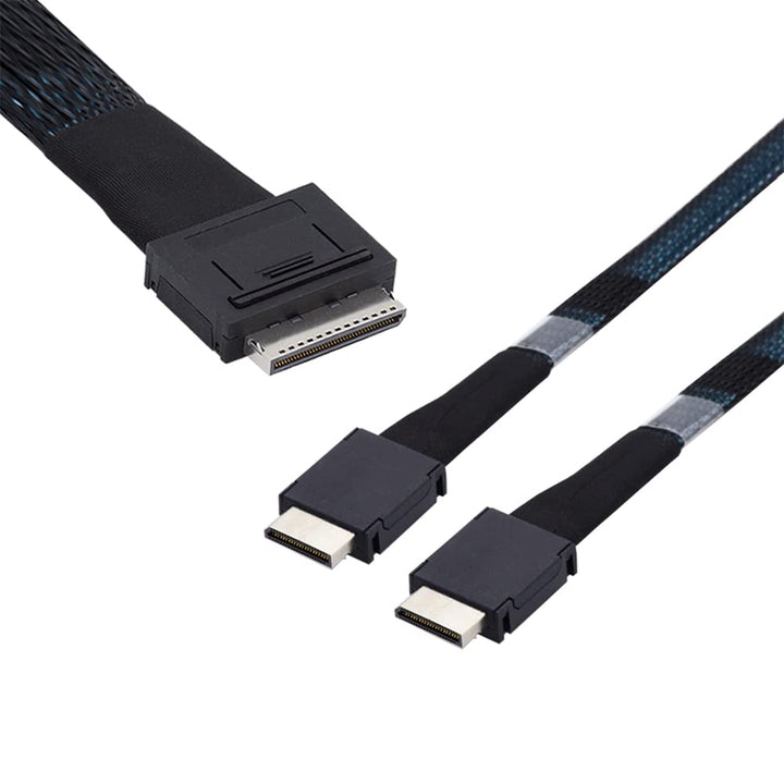 cablecc 50cm OCuLink PCIe PCI-Express SFF-8611 8x 8-Lane auf Dual SFF-8611 Oculink 4x SSD Daten Akti