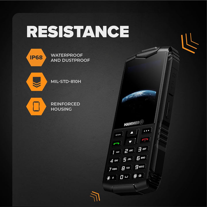 Hammer H Horizon LTE Outdoor Handy ohne Vertrag, 3000mAh Akku, 64 GB, 2,8" IPS Display, grosse Taste