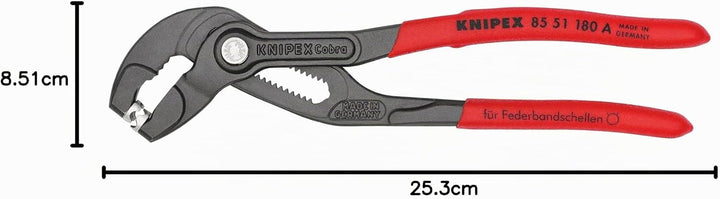 KNIPEX Federbandschellenzange für Schlauchschellen, Chrom-Vanadium, atramentiert, 180 mm (SB-Karte/B
