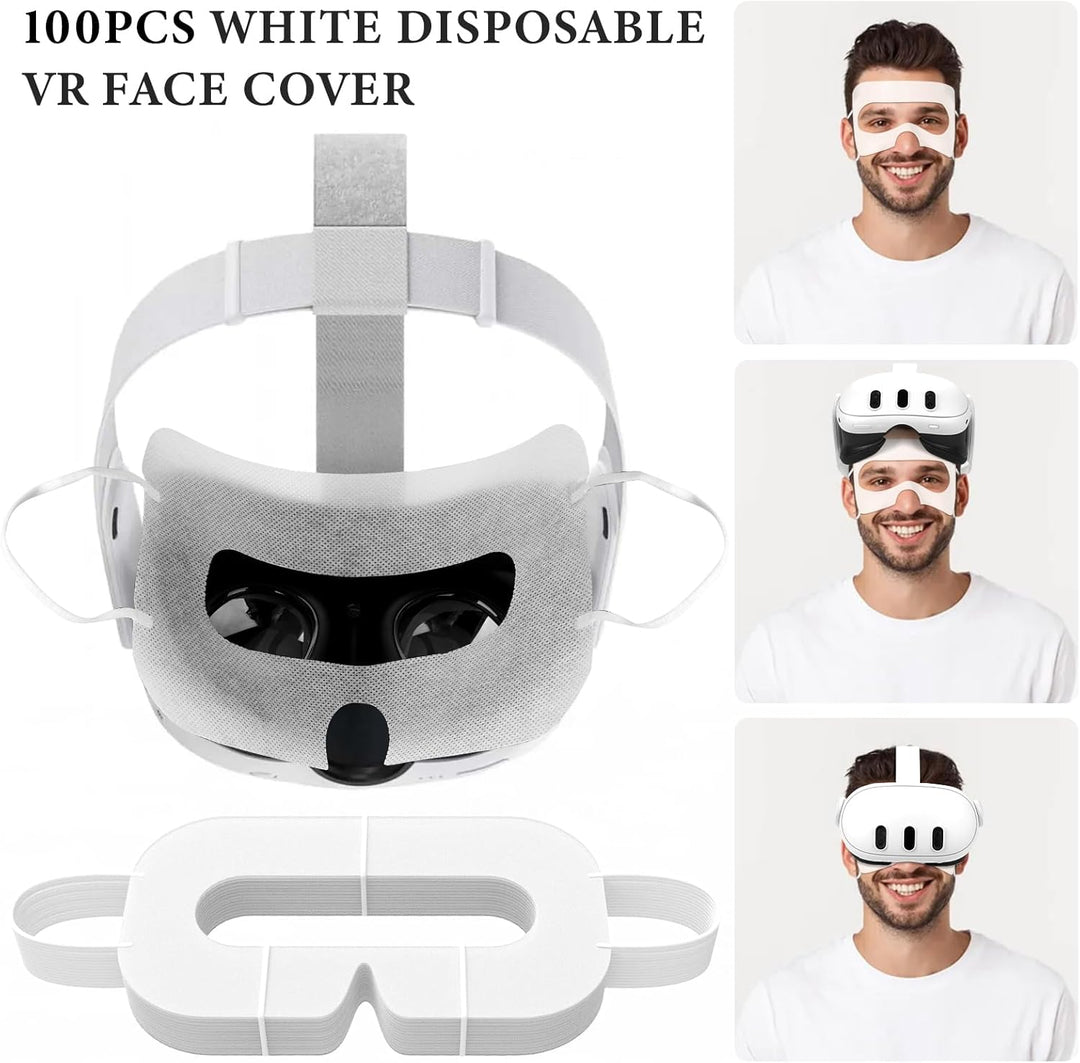 Geekria 100Pcs VR Mask Disposable Face Cover, Disposable Protector for Oculus Quest VR, Prevent Eyes