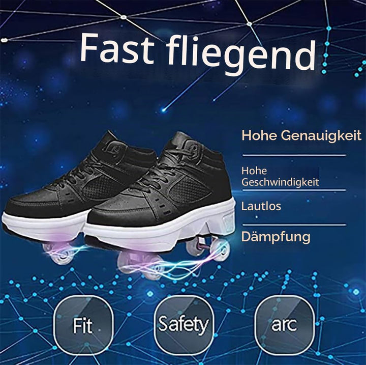 Schuhe mit Rollen Rollschuhe Jungen Mädchen Skateboard Schuhe mit LED Blinkend 4-Rad Automatisch Ein