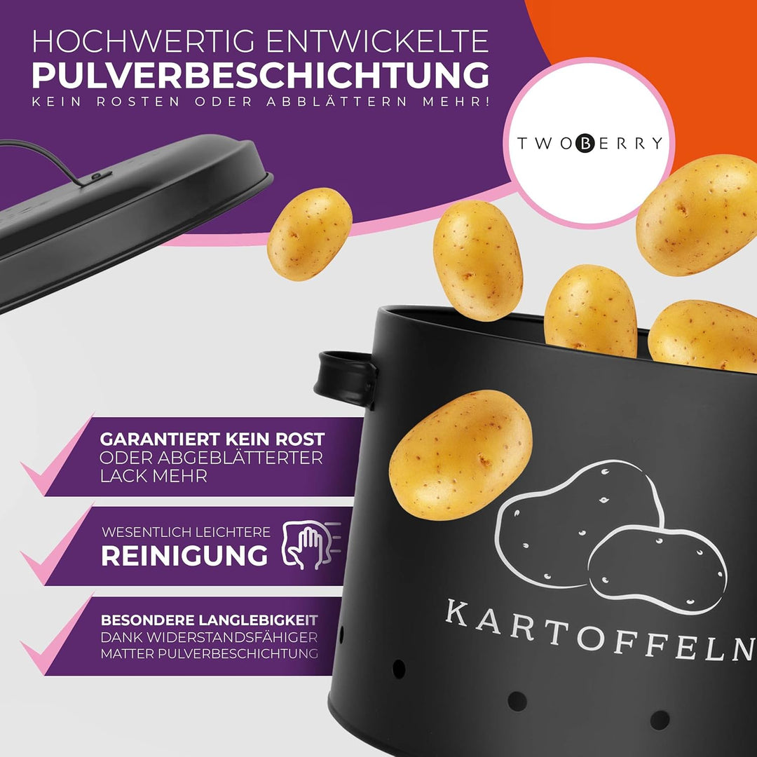 TWOBERRY Kartoffel Aufbewahrungsbox [3er Set] inkl. Sparschäler- längere Haltbarkeit durch 360° Luft