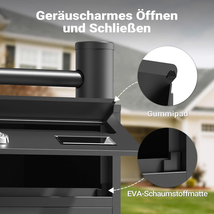 Wiltec 4er Briefkastenanlage schwarz 270 x 513 x 1500 mm, Standbriefkasten mit 4 Fächern, Schlüssel