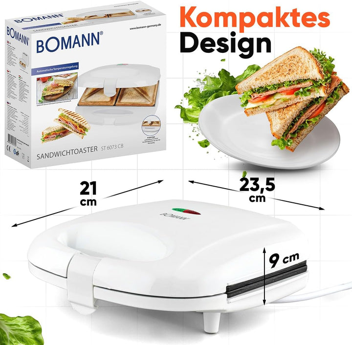 Bomann® Sandwichmaker | für dreieckige Sandwichplatten | Sandwichtoaster mit Antihaftbeschichtung |