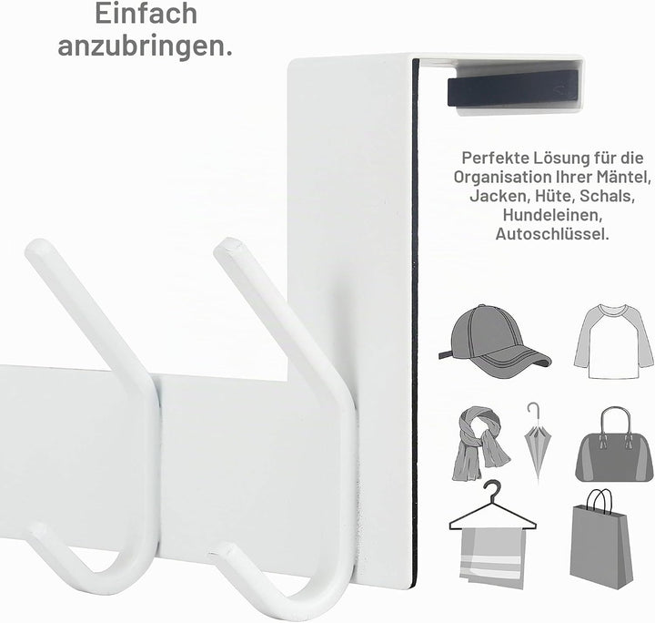 WEBI Türhaken zum Einhängen,Türgarderobe mit 6 Haken,Türaufhänger,Kleiderhaken Tür,Haken Tür,Türhake