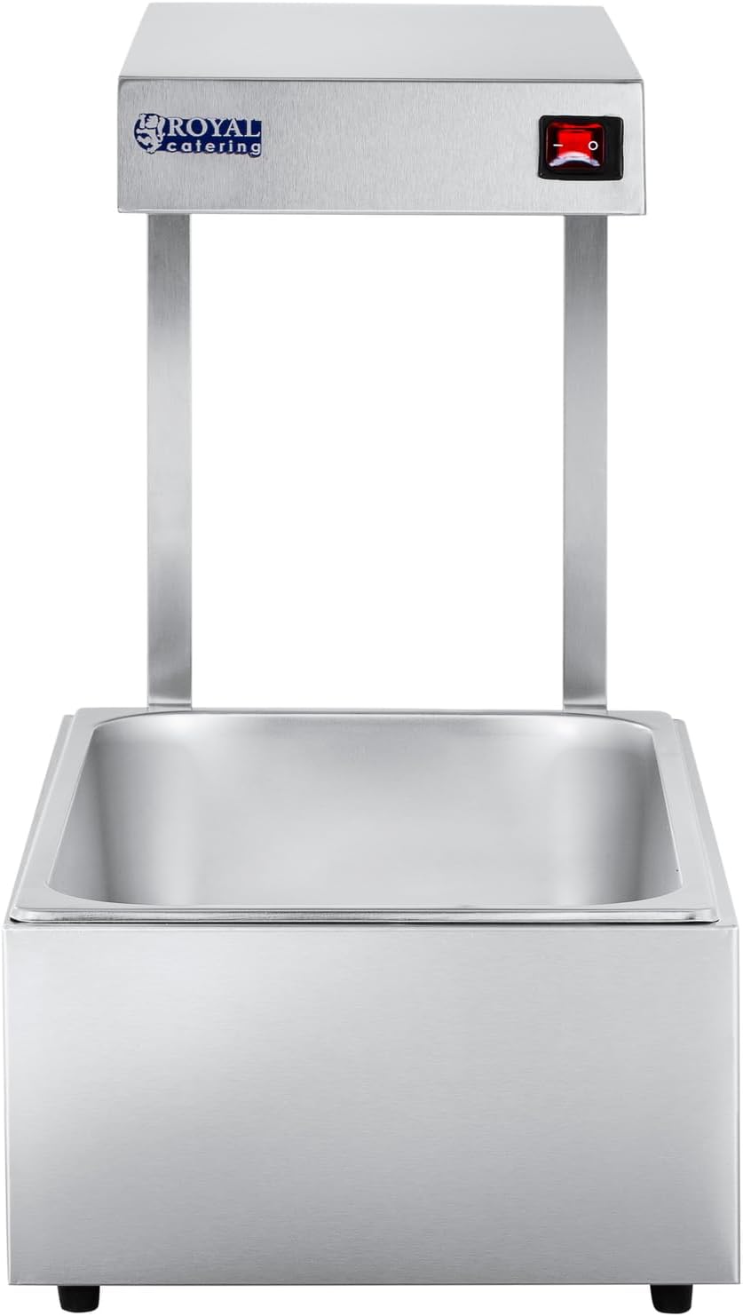 Royal Catering Wärmebrücke Speisenwärmer mit Behälter GN 1/1 RCWB-500 (500 W Halogenlampe, Max. Temp