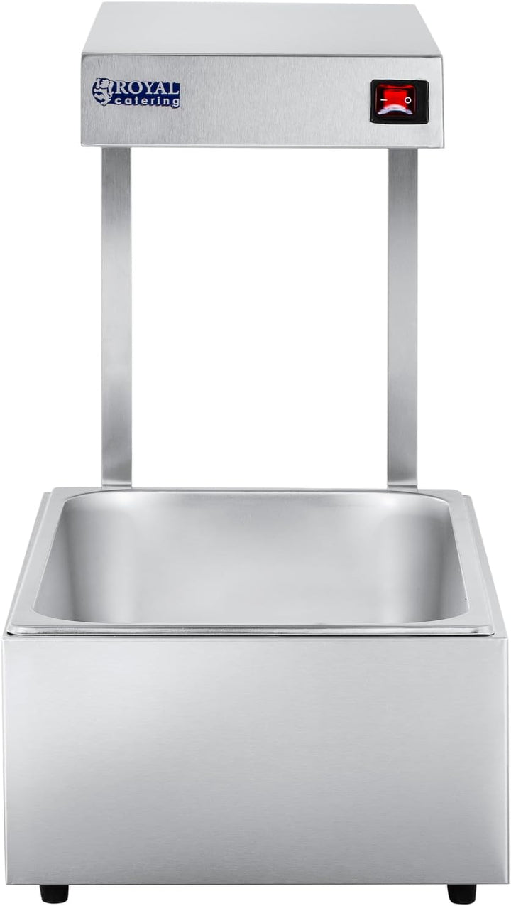 Royal Catering Wärmebrücke Speisenwärmer mit Behälter GN 1/1 RCWB-500 (500 W Halogenlampe, Max. Temp