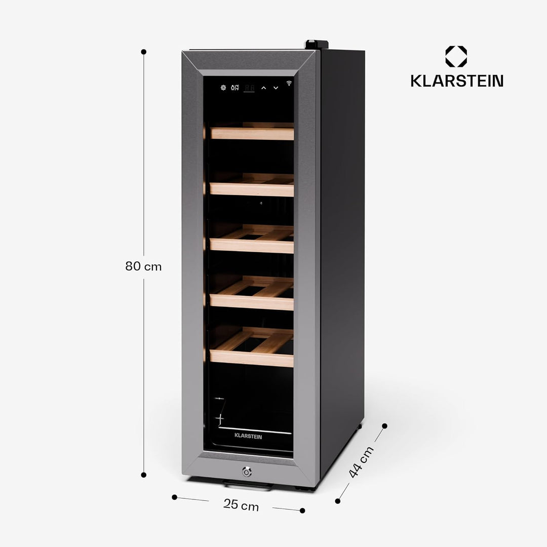 Klarstein Weinkühlschrank, 1 Zone Getränkekühlschrank, Indoor/Outdoor Kühlschrank, Freistehender Fla