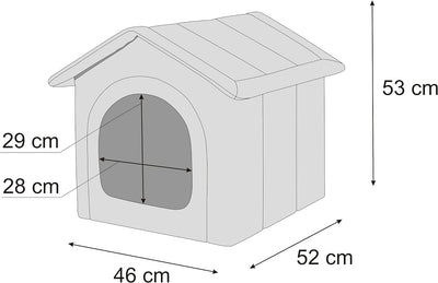 PillowPrim Hundehütte Hundehöhle Hundebett Hundehaus Katzenhöhle mittle L - 52x46 cm Dunkelbraun L -