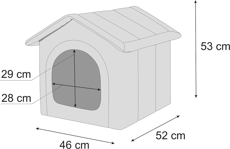 Hundehütte Hundehöhle Hundebett Hundehaus Katzenhöhle mittle L - 52x46 cm hellgrau mit Graphit L - 5