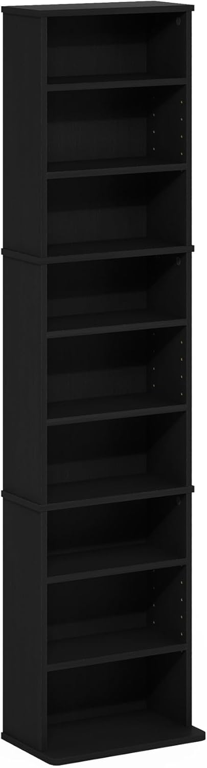Furinno Jaya Multimedia-Medienspeicher-Tower-Rack mit 9 Regalen und verstellbaren Regalen, Americano