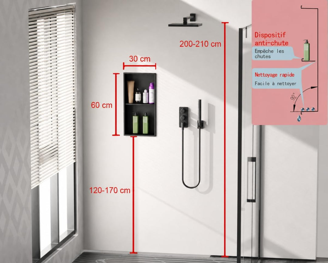 IKITRAEE Edelstahl Einbaunische Badezimmer Wandnische für Dusche，Integrierte Fliesenlose Duschablage
