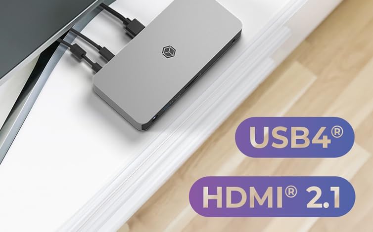 ICY BOX USB4 Docking Station (10-in-1) für 2 Monitore (2x HDMI 2.1), 4K 120Hz / 8K 60Hz, 4x USB HUB,