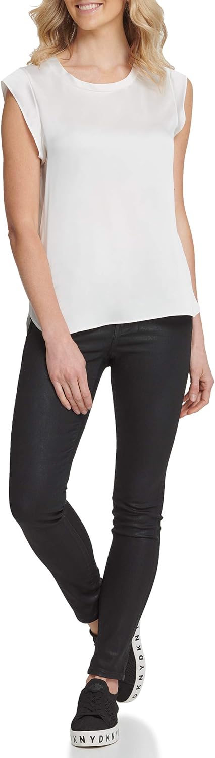 DKNY Damen Foundation Flutter Sleeve Woven Top Foundation Flutter Sleeve Woven Top M Ivy - Ivory, M