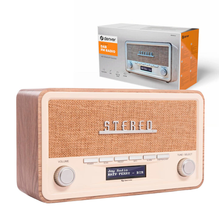 Denver Retro-Bluetooth-Radio, DAB-18 WH, Sport, Mehrfarbig (Mehrfarbig), Einheitsgrösse