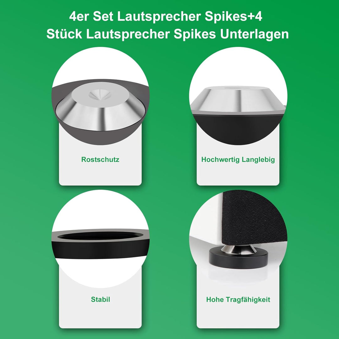 Lautsprecherfüsse 4 Pcs 39mm×13mm mit POM Edelstahl-Lautsprecherpads HiFi Geräte Füsse für HiFi-Laut