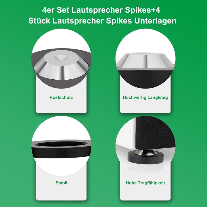 Lautsprecherfüsse 4 Pcs 39mm×13mm mit POM Edelstahl-Lautsprecherpads HiFi Geräte Füsse für HiFi-Laut