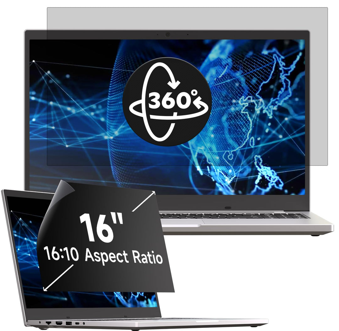 Mamol 360°Sichtschutz für 16 Zoll Laptop 16:10, Abnehmbarer Sichtschutzfolie, Anti Blaulicht Blendsc