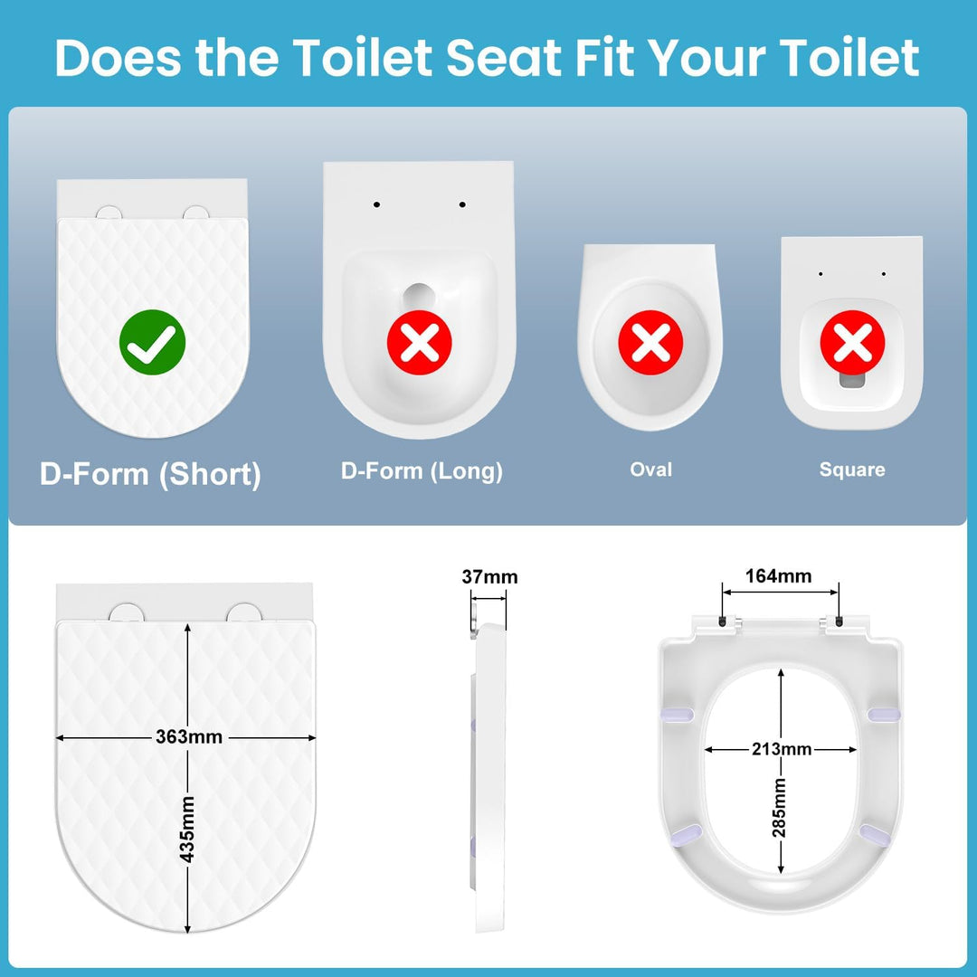 YEAUPE PRO Toilettendeckel mit Absenkautomatik D Form [KURZ] - 43,5×36,2 cm | WC Sitz mit Schnellver