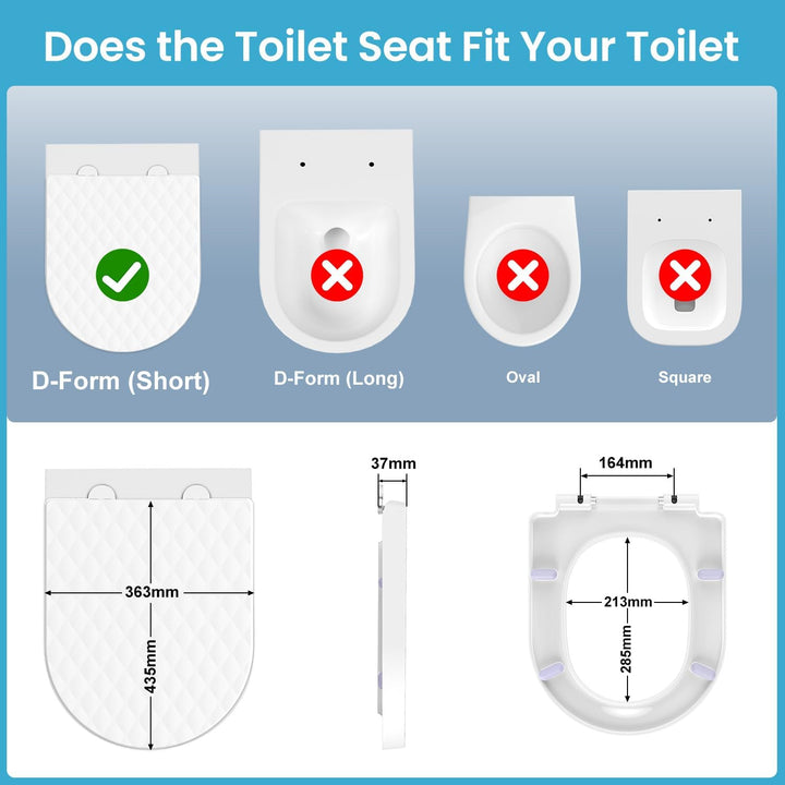 YEAUPE PRO Toilettendeckel mit Absenkautomatik D Form [KURZ] - 43,5×36,2 cm | WC Sitz mit Schnellver