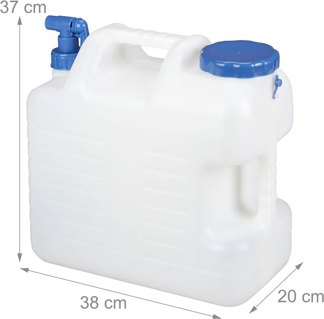 Relaxdays 20 L Wasserkanister, Ablasshahn, Schraubdeckel, tragbarer Trinkwasserkanister, BPA-frei, C