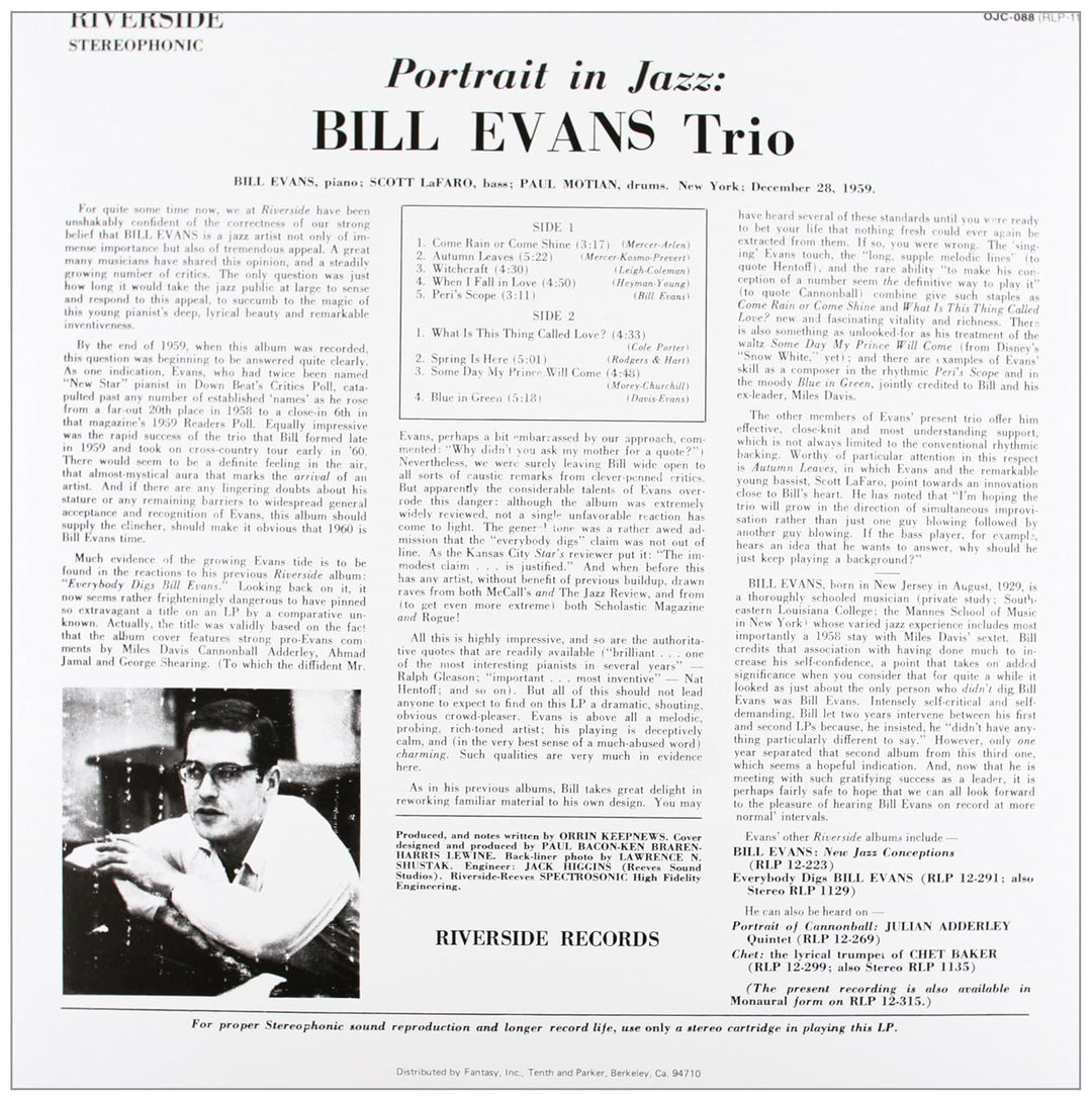 Portrait in Jazz, Vinyl
