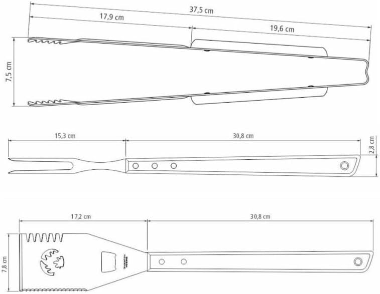 Tramontina Churrasco Grillbesteck-Set, 3-TLG, Grillutensilien, BBQ, Grillwender, Grillzange, Tranchi