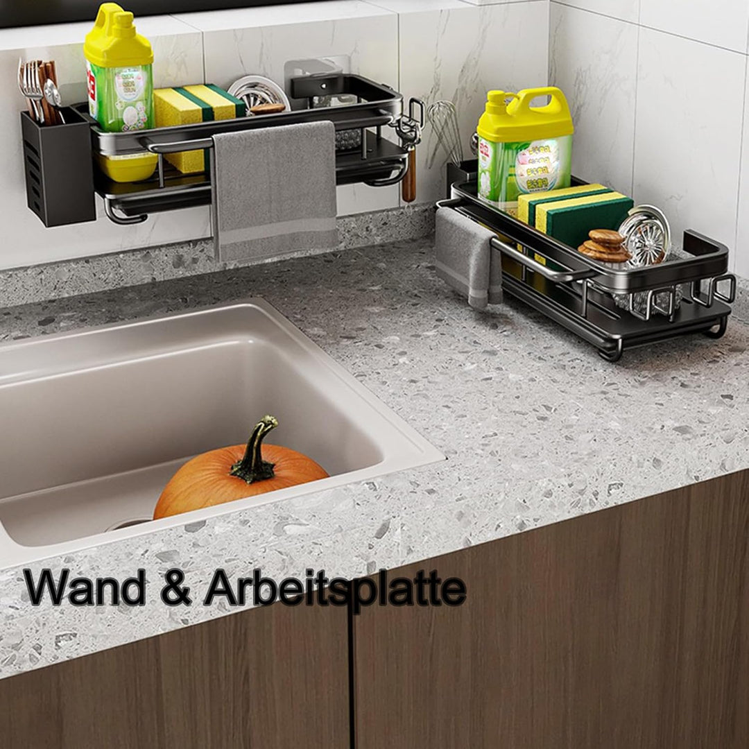 Küche Spülbecken Organizer Schwammhalter mit Abflusspfanne Küchen Spüle Organizer mit Spültuchhalter