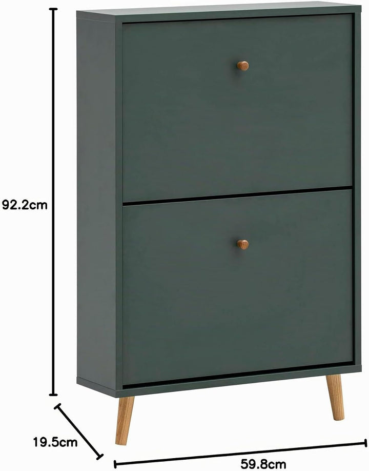 Schildmeyer Bjarne Schuhschrank 160171, waldgrün, 59,8 x 19,5 x 92,2 cm, platzsparend durch geringe