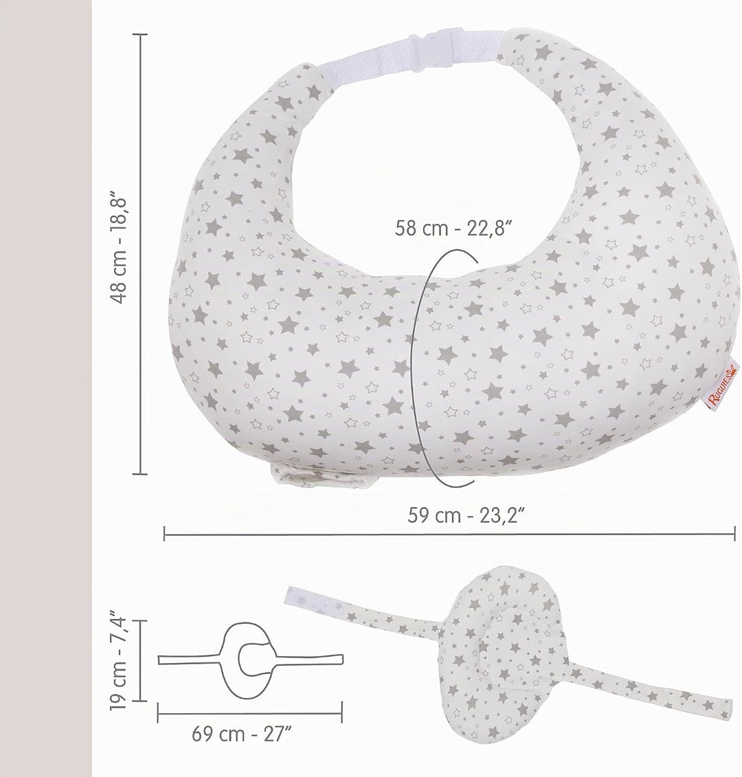 Stillkissen mit Gurt für Neugeborene - Stillhörnchen Ergonomisch gegen Reflux &amp; Koliken - Baby Lager