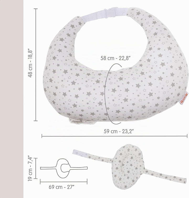 Stillkissen mit Gurt für Neugeborene - Stillhörnchen Ergonomisch gegen Reflux &amp; Koliken - Baby Lager