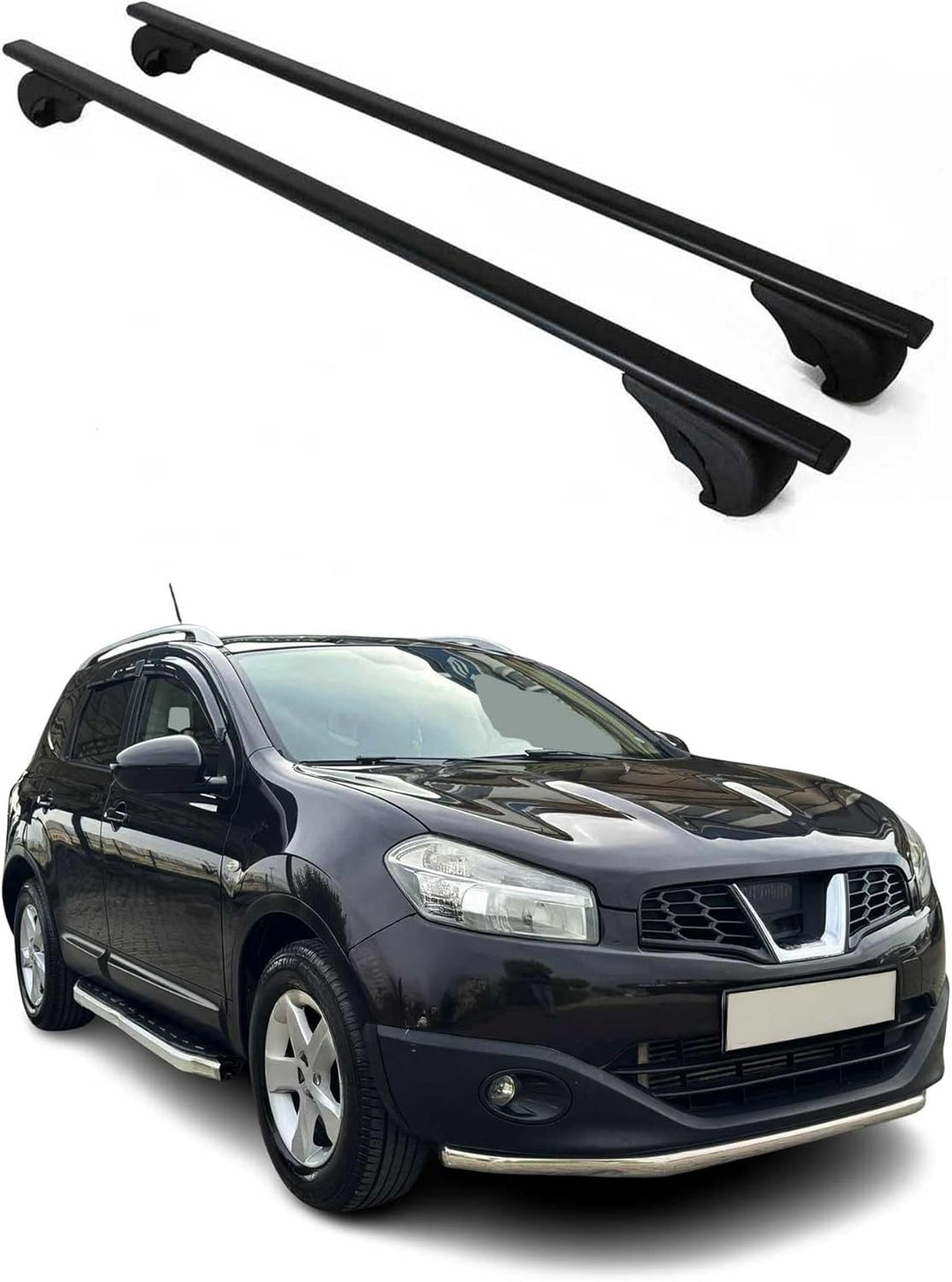 Dachträger Gepäckträger Kompatibel mit Nissan Qashqai J10 2007-2014 2 TLG Schwarz, Schwarz