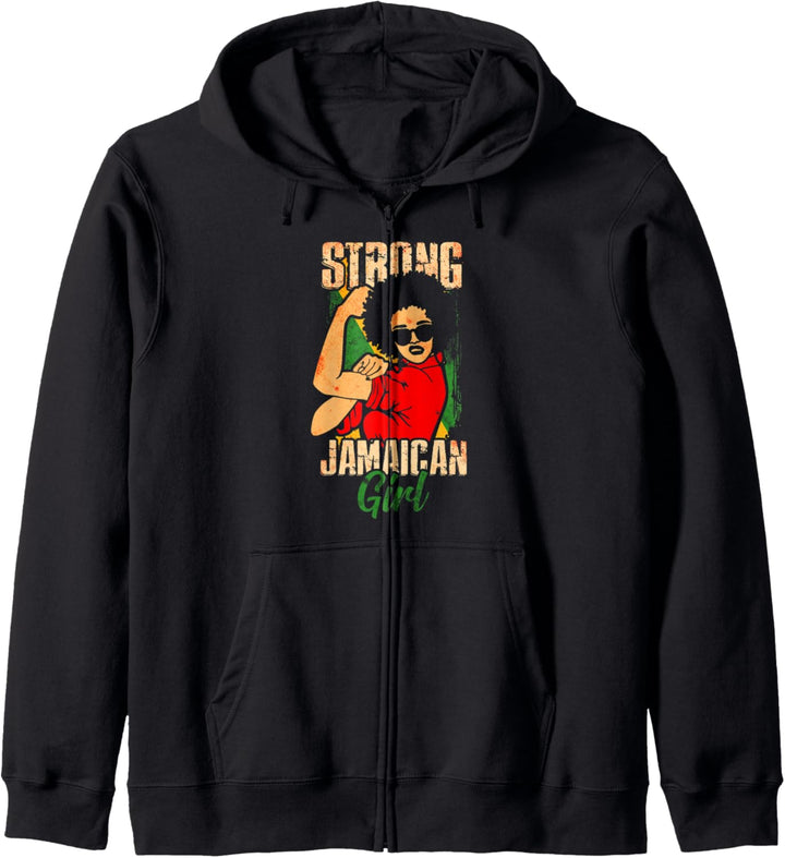 Starke Jamaikanische Frau Jamaica Girl Jamaika Flagge Kapuzenjacke
