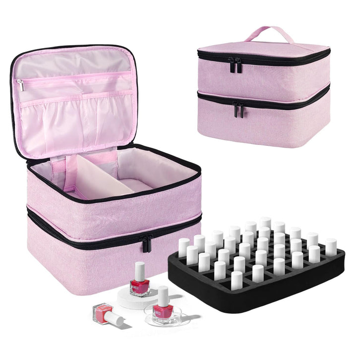 Nagellack Organizer Tasche, Doppelschicht Nagellack Aufbewahrung Box, Organizer Koffer für Nageldesi