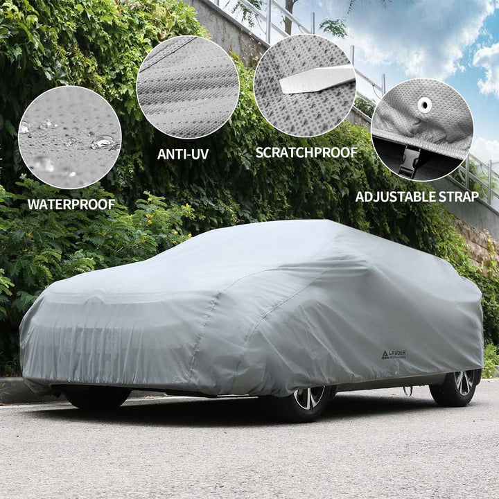 Leader Accessories Premium Autoabdeckung 5-lagig wasserdicht Ganzgarage wetterfest Autoabdeckplane U