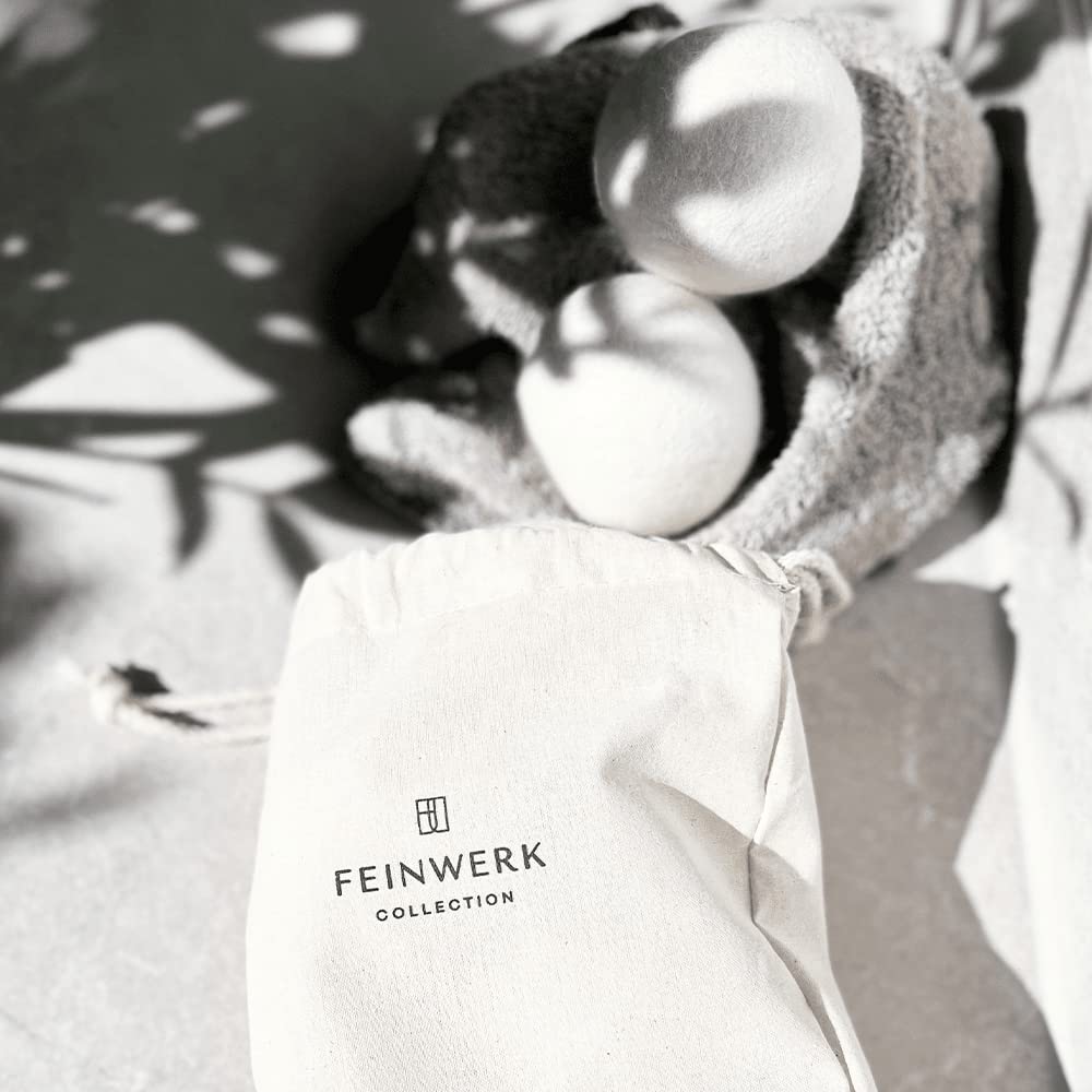 FEINWERK-COLLECTION Dryer Balls - 6 Stück - Grösse L - Trocknerbälle für Wäschetrockner - Bio Merino