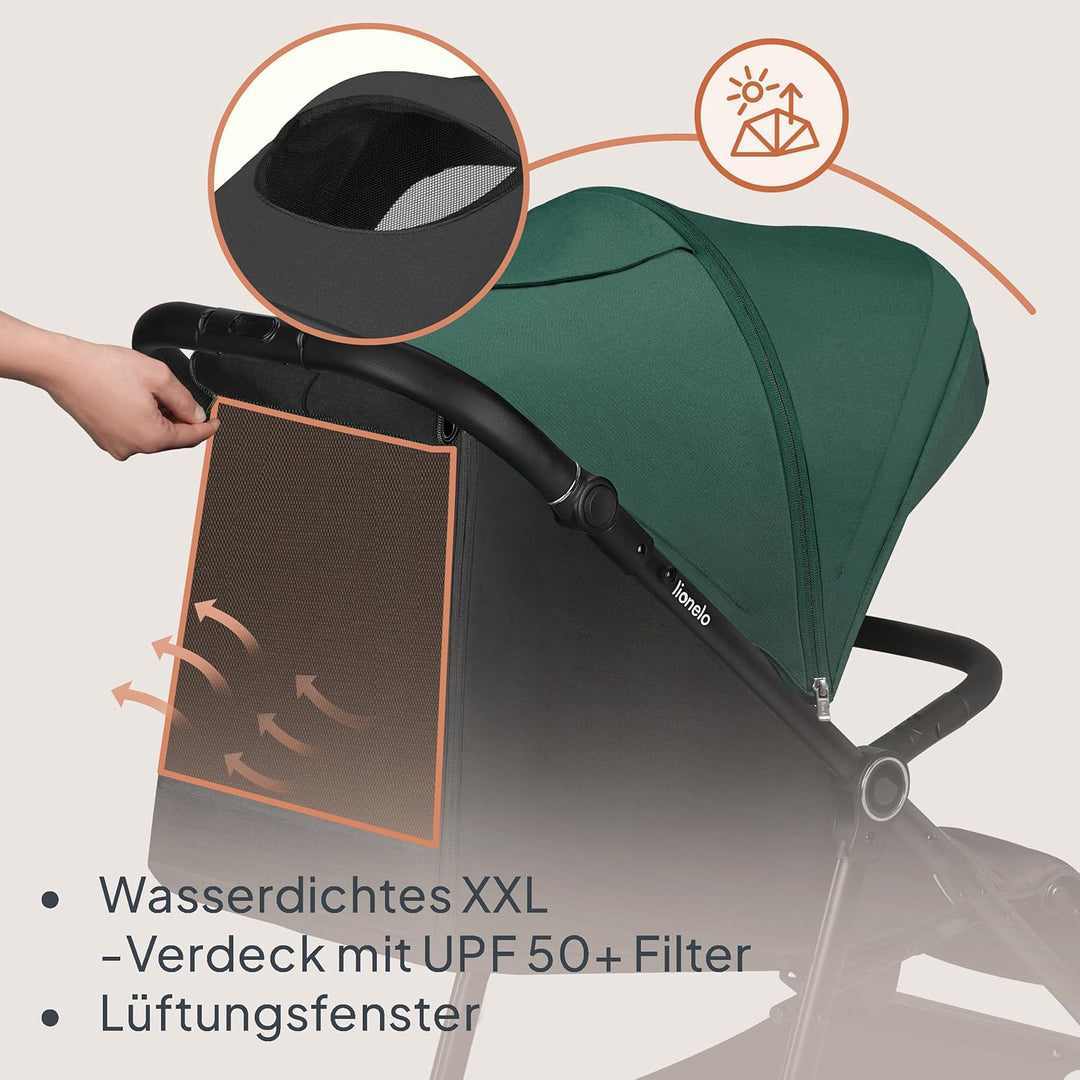 LIONELO MIRA Buggy bis zu 22 kg von 6 Monaten bis 4 Jahren Schwenkbare 360° Räder Volle Stossdämpfun