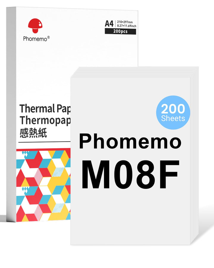 Phomemo M08F A4 Thermopapier Kompatibel für Phomemo M08F, PJ762/PJ763MFi, MT800/MT800Q Tragbarer The