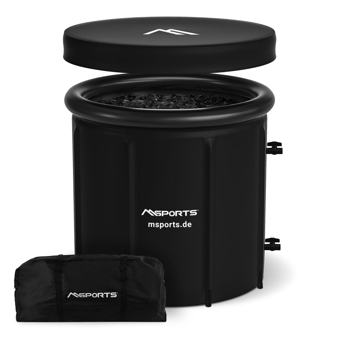 MSPORTS Eisbad Premium 80 cm Komplettset Tragetasche, Thermodeckel, Luftpumpe, Kopfkissen, Allwetter