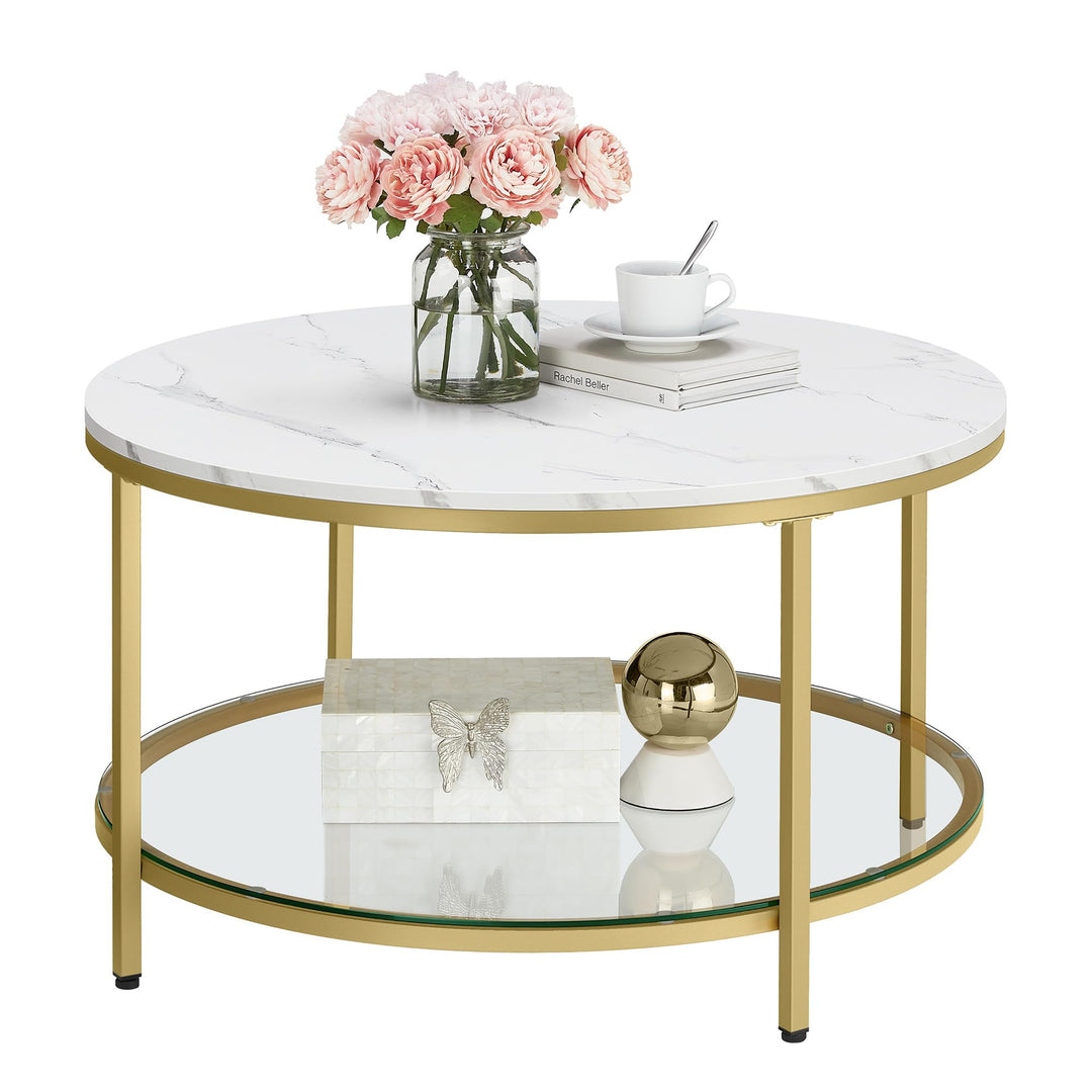 VASAGLE Couchtisch, Wohnzimmertisch, Sofatisch, für Wohnzimmer, mit Glasplatte, viel Stauraum, einfa