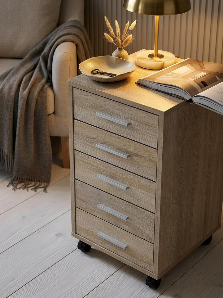 Schubladenschrank ITTER Holz: 5 Schubladen, Rollen, melaminharzbeschichtet - KADIMA DESIGN. Farbe: B