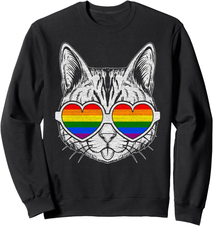 Katze mit Brille, Regenbogen, LGBT Pride Sweatshirt