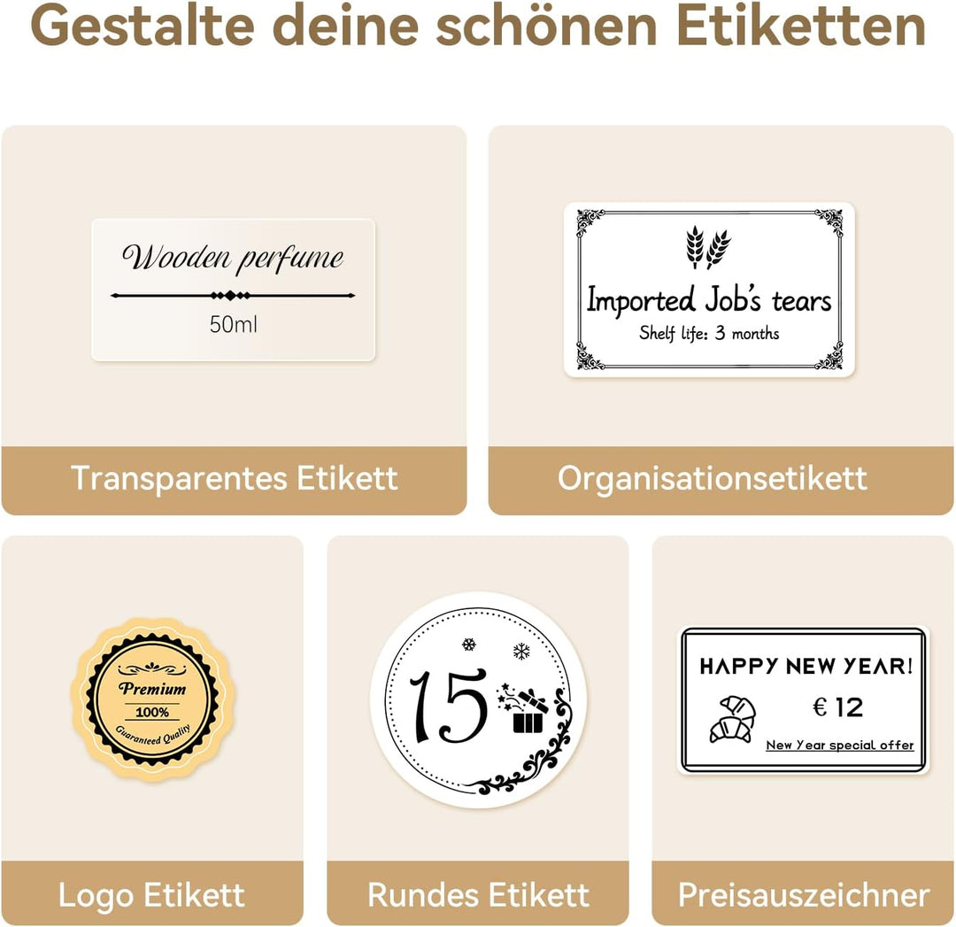 NIIMBOT Etiketten Selbstklebender Etikettenband für B1 / B21 / B3S Etikettendrucker, 50 x 50mm 150 E
