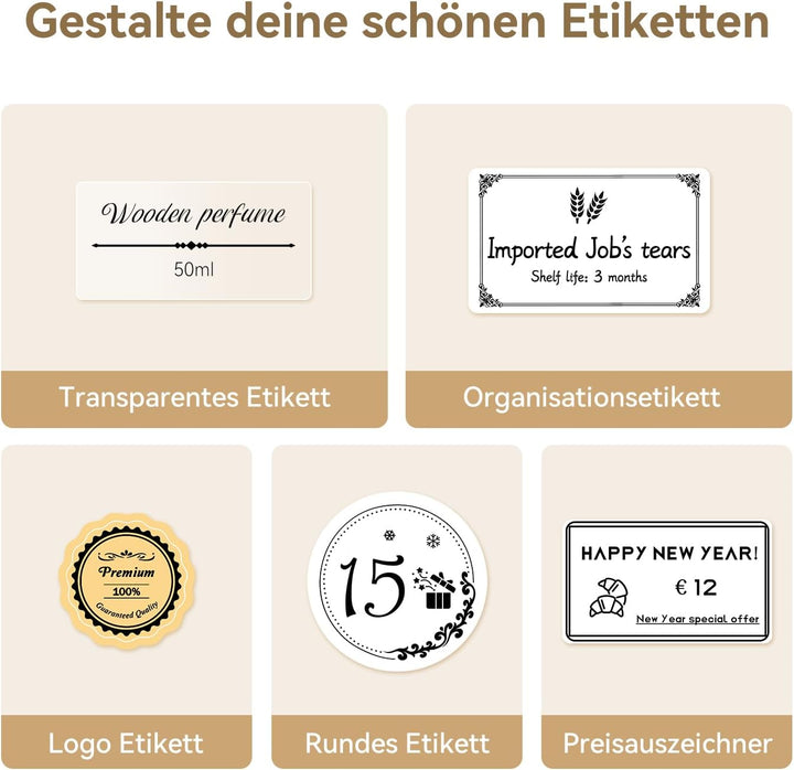 NIIMBOT Etiketten Selbstklebender Etikettenband für B1 / B21 / B3S Etikettendrucker, 50 x 50mm 150 E