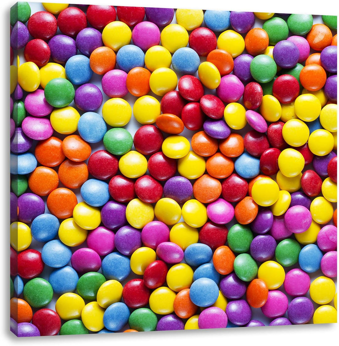 Pixxprint Sweet Candies, Format: 70x70 auf Leinwand, XXL riesige Bilder fertig gerahmt mit Keilrahme