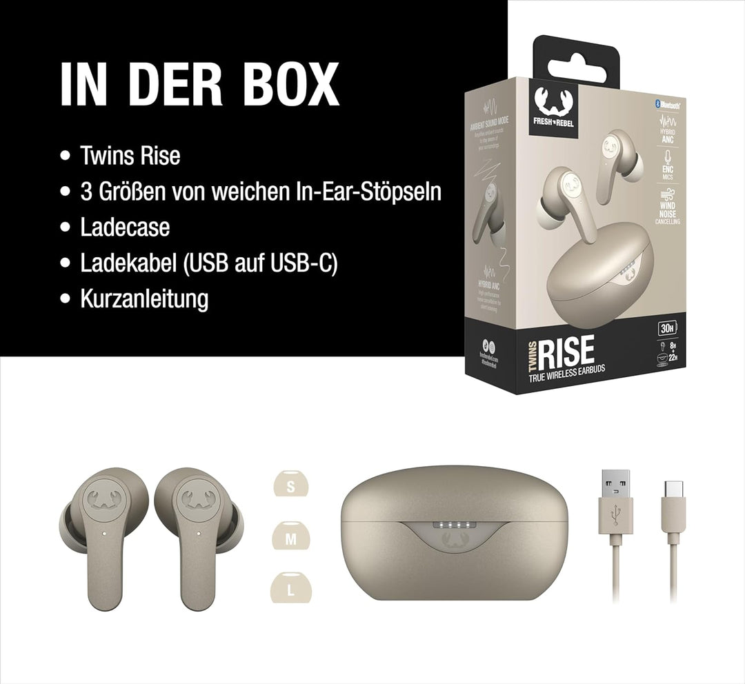 Fresh 'n Rebel Twins Rise, kabellose In-Ear-Bluetooth-Kopfhörer mit Geräuschunterdrückung, Ambient M
