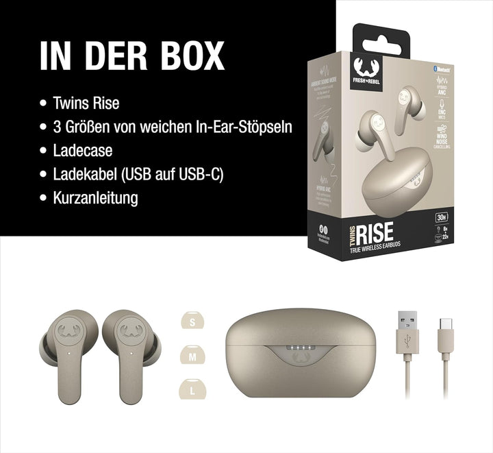 Fresh 'n Rebel Twins Rise, kabellose In-Ear-Bluetooth-Kopfhörer mit Geräuschunterdrückung, Ambient M