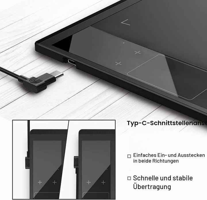 Grafiktablett VEIKK A30 V2 mit 4 Sensortasten und einem Gestenpad, 10x6 Zoll Pen Tablet mit Batterie