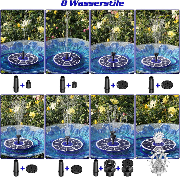 AISITIN Solar Springbrunnen für Aussen Verbessert, 3,5W Solar Schwimmender Fontäne Pumpe mit Verschi